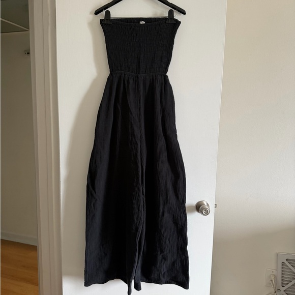 Aerie Black Gauzy Strapless Wide Leg Jumpsuit size Large EUC - Picture 9 of 13